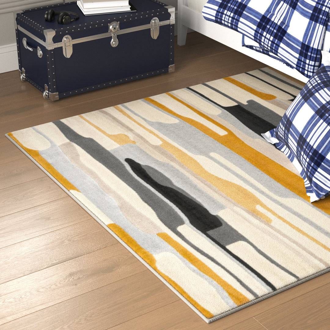 Wade Logan Roloff Dimond Striped Area Rug 200 x 274 cm Yellow