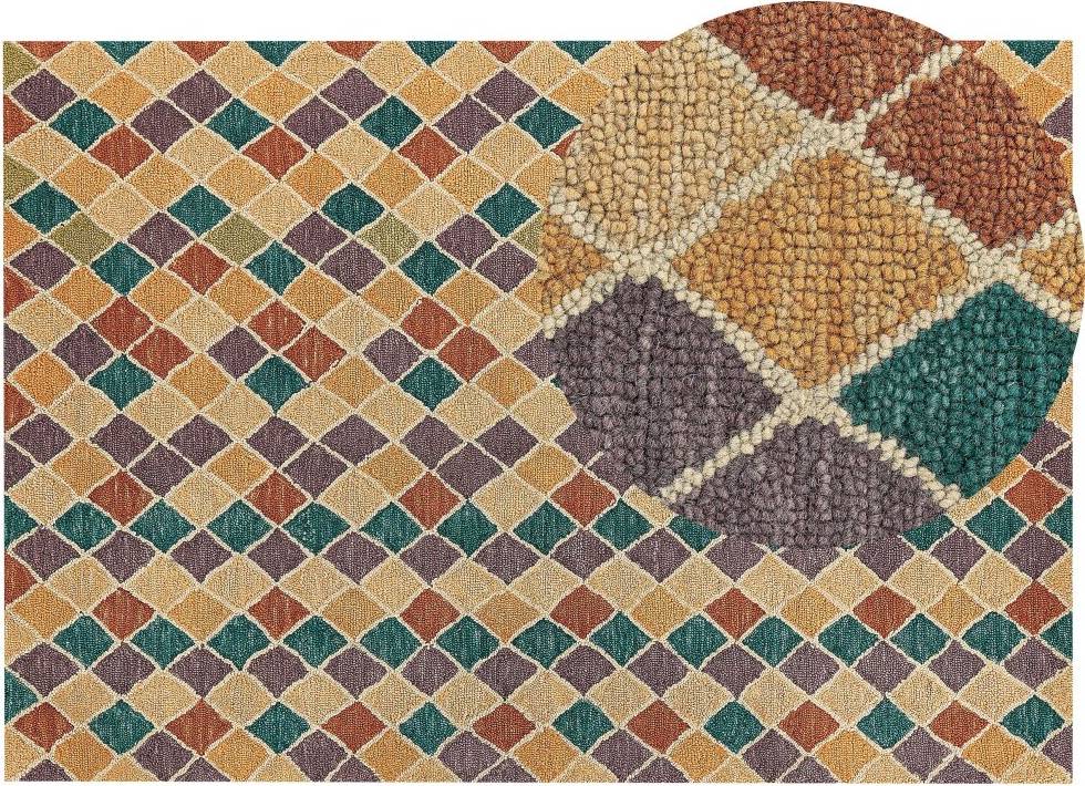 Beliani Wool Area Rug Multicolour, Beige cm