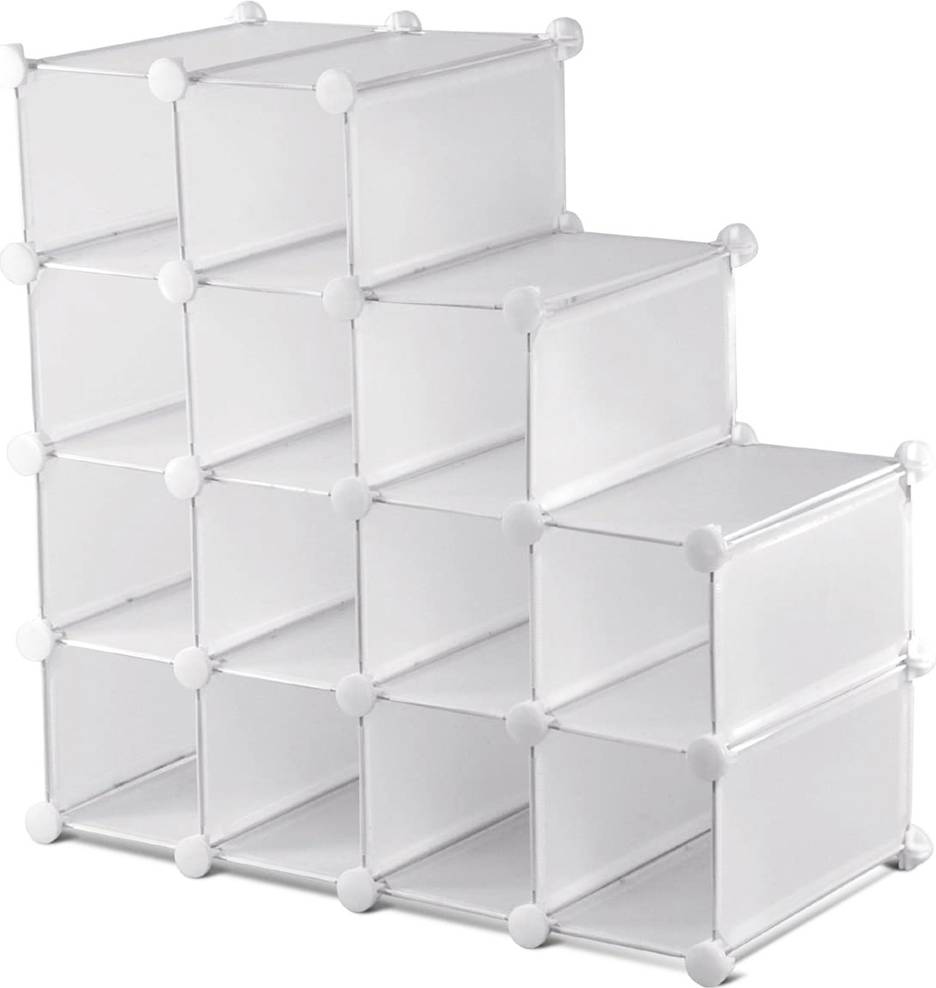 White cube storage unit Amos 16 Cube Organiser Shoe Rack