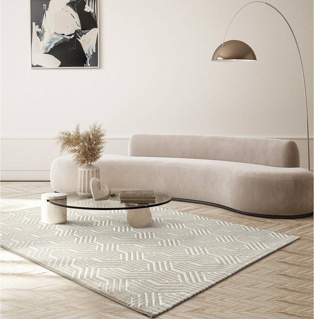 Metro Lane Geometric Cream Area Rug Rectangle 140 x 200 cm