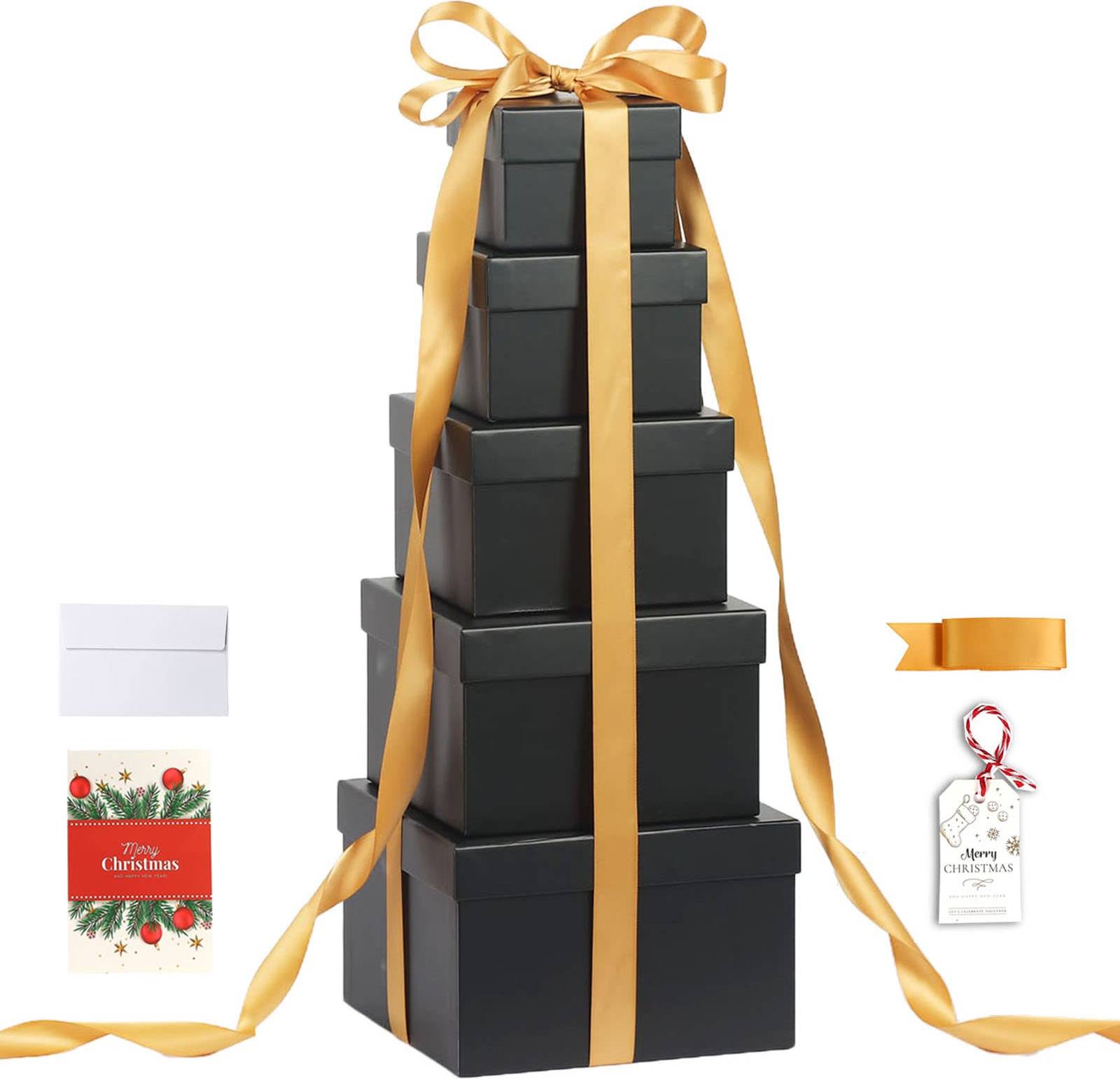 Gift boxes with lids 5 Pack Large Square Nesting Gift Boxes with Lids