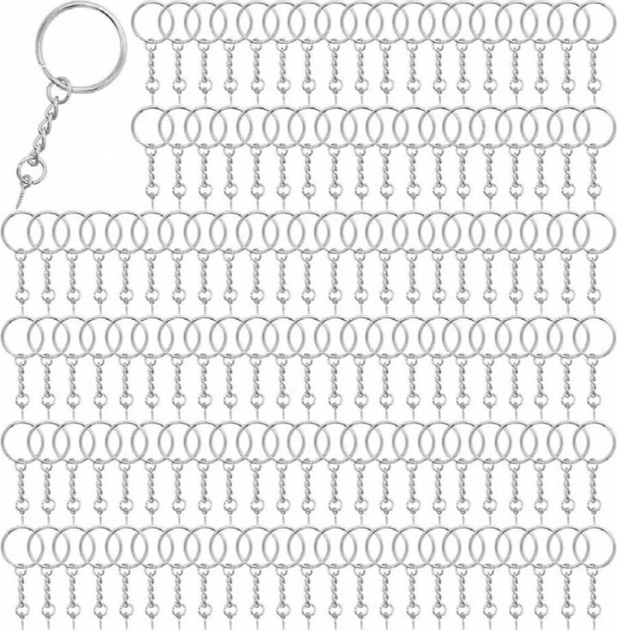 Tlily Keyring Rings Key Chain Rings Keyring Split Metal Key Rings Link Chain Screw Eye Pins