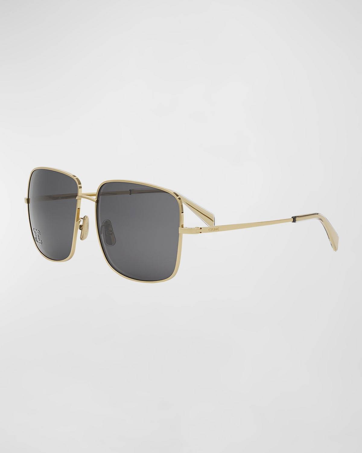 Celine Rhinestone Triomphe Sunglasses - Gold/Gray Solid