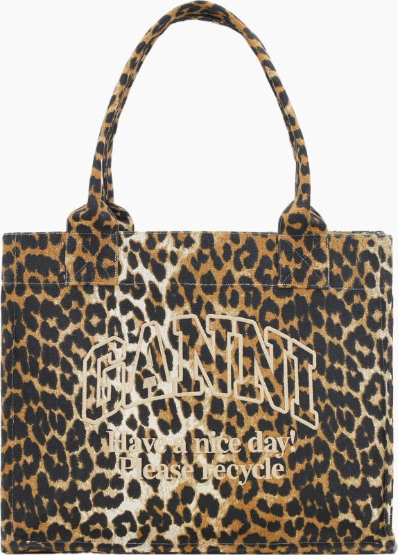 Ganni Large Easy Shopper Print - Leopard