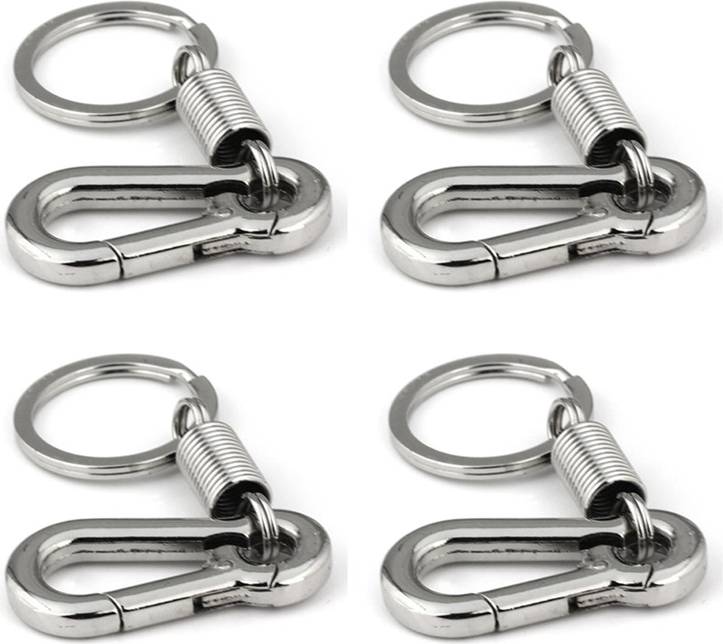 Tlily Sturdy Carabiner Key Chain Key Ring Polished Key Chain Spring Key Chain Business Waist Key Chain, Silver