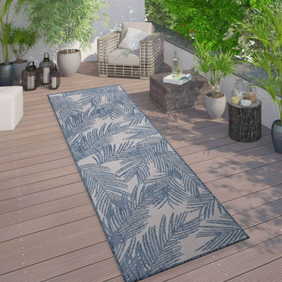 World Rug Gallery Contemporary Distressed Leaves Blue