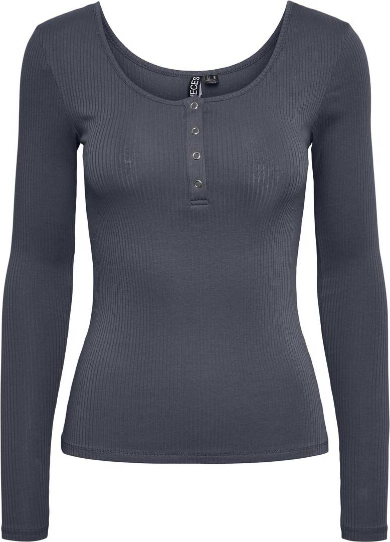 Pieces Kitte Button Front Ribbed Top - Ombre Blue