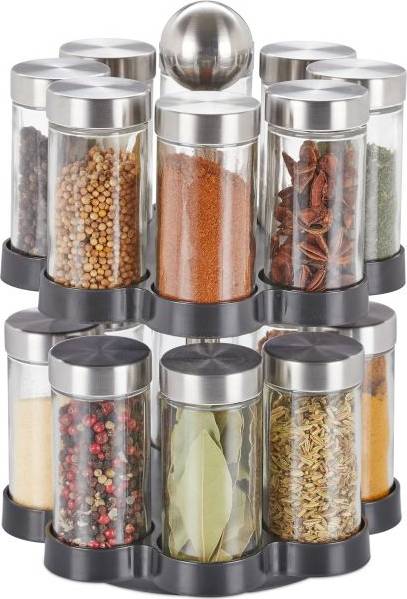 Relaxdays Rotating Spice Rack with 16 Jars