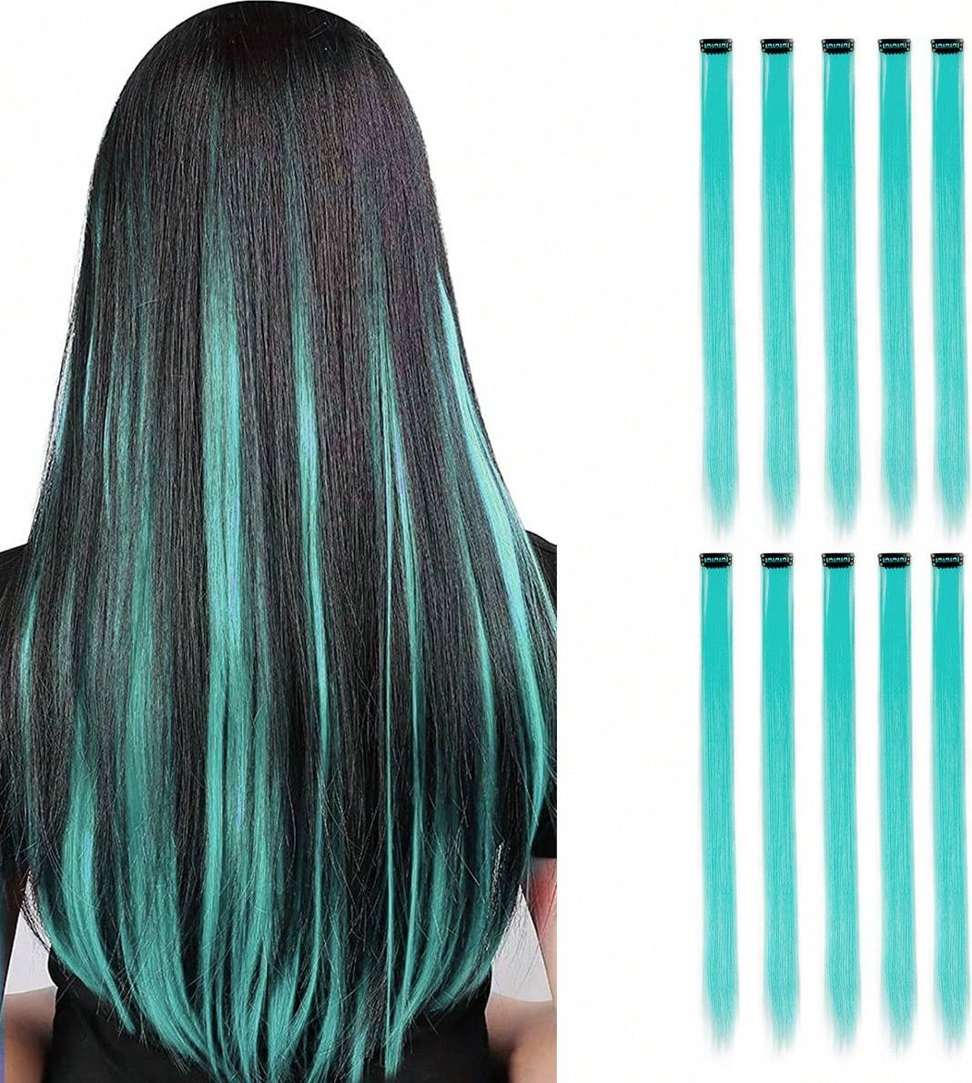 Hair extensions Shein 10 Pcs Colored Clip In Hair Extensions