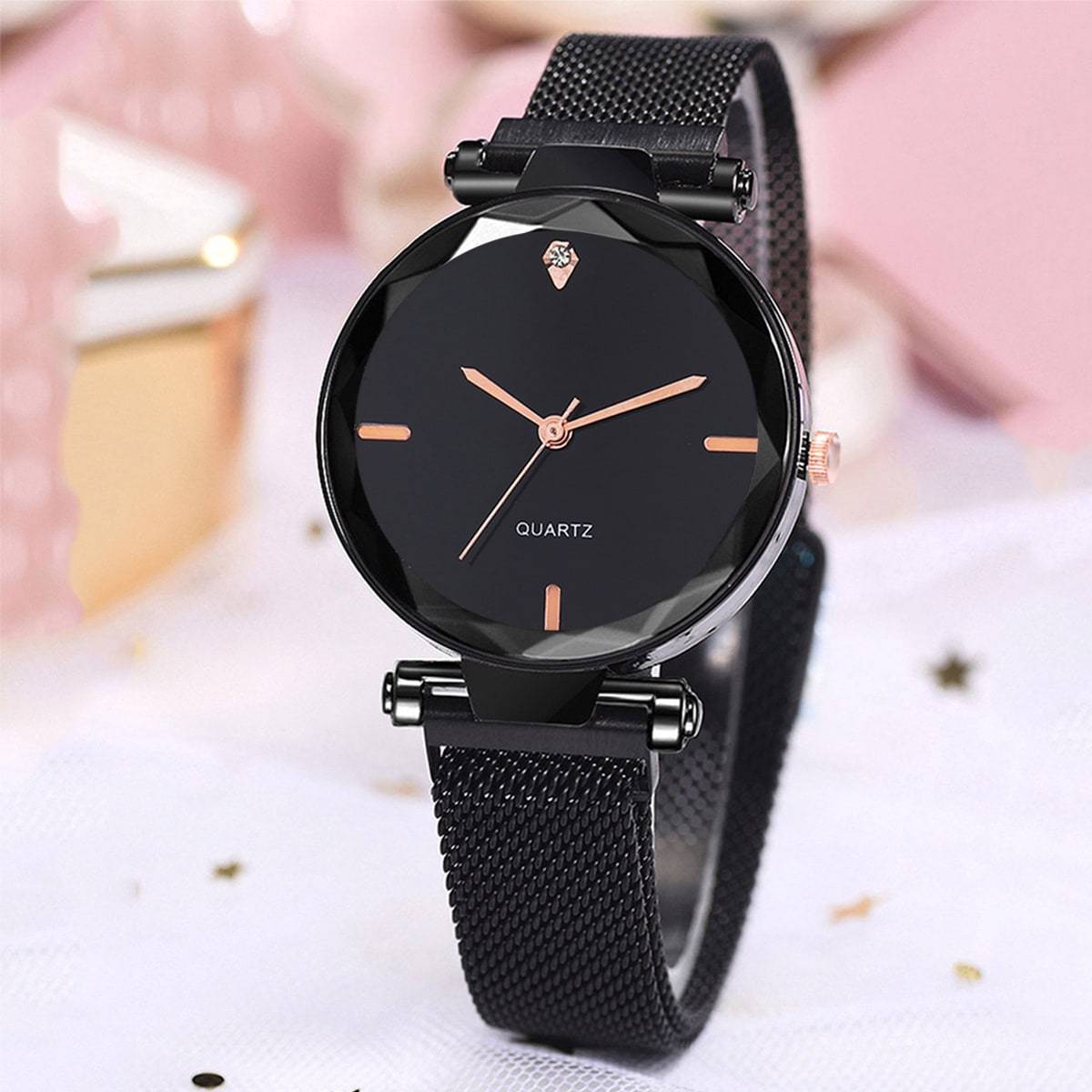 Shein Rhinestone Decor Mesh Watch
