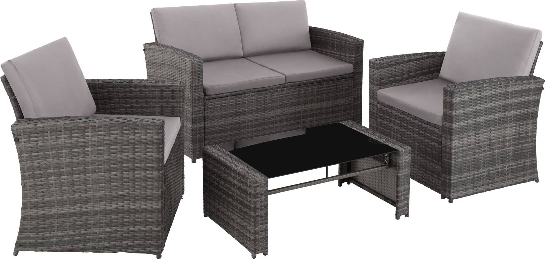 Garden lounge set tectake Rattan garden set Lucca