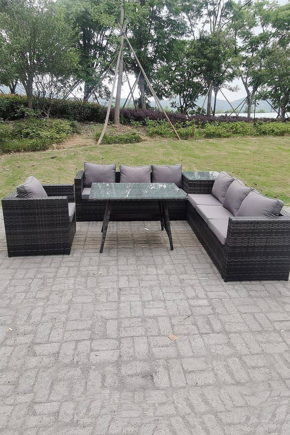 Rattan corner garden sofa Fimous 7 Rattan Corner