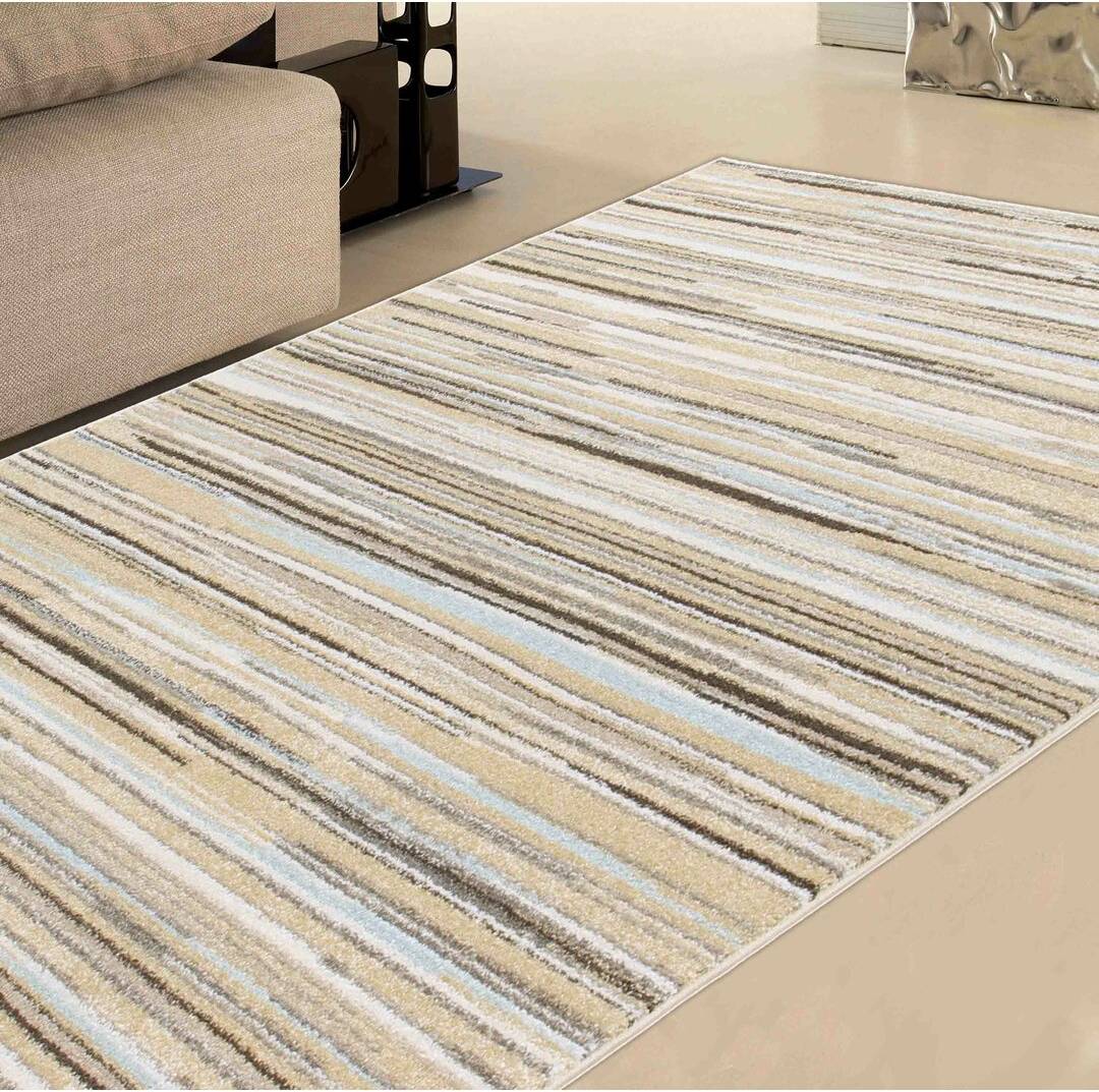 Brayden Studio Cream/Blue Rug White