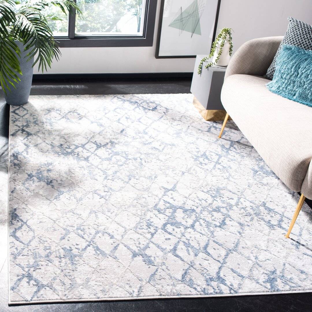 Williston Forge Struthers Hooked Rug Blue