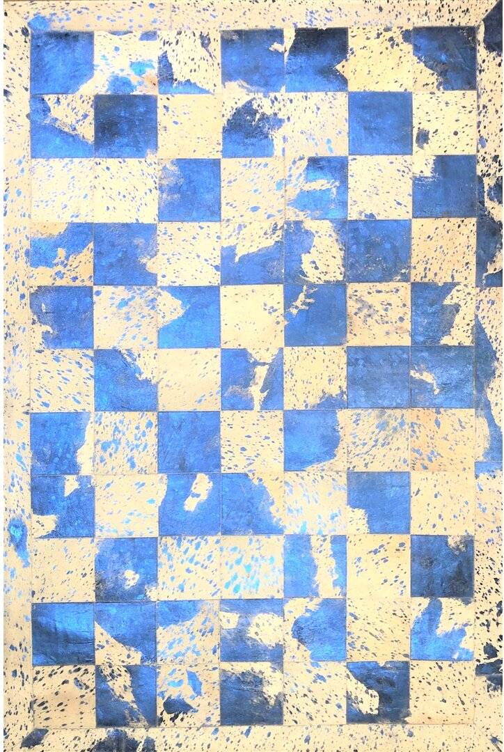 Union Rustic Mckinney Cowhide Blue