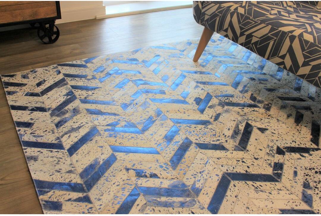 Union Rustic Mckinney Cowhide Blue