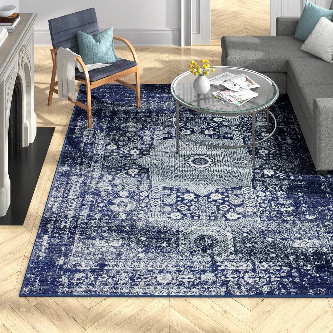 Wade Logan Shmavon Dark Rug Blue