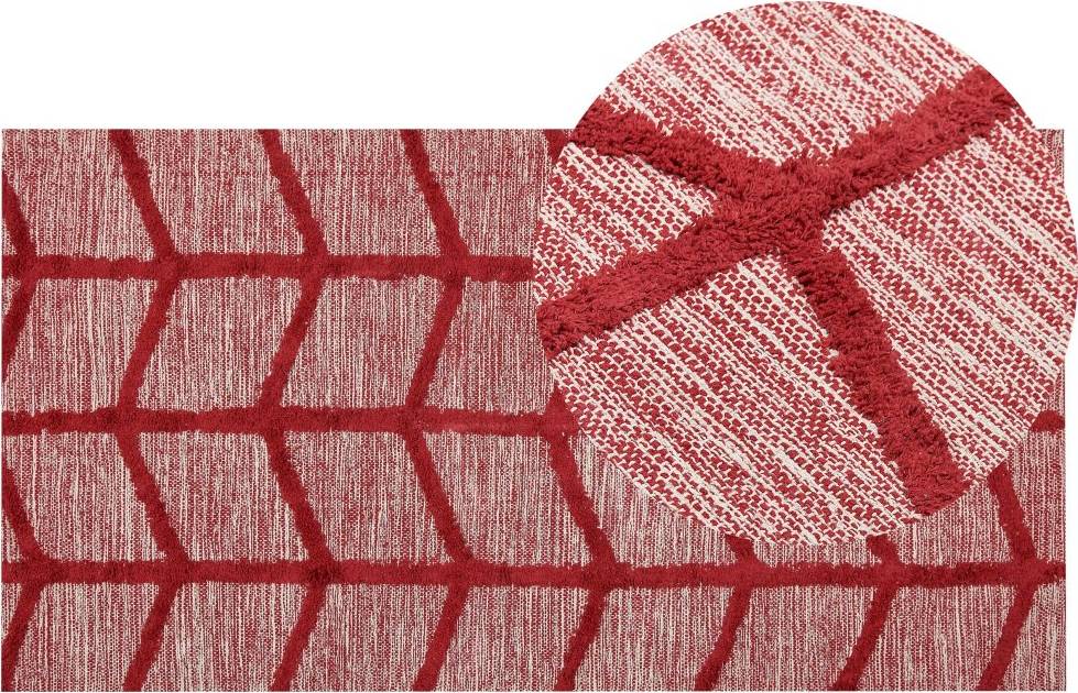 Beliani Cotton Rug Red cm