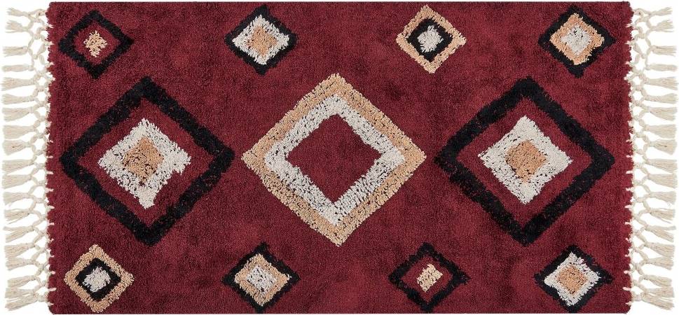 Beliani Cotton Rug Red cm