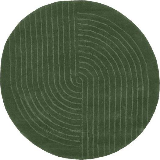 Westwing Collection Round Hand-Tufted Wool Rug Mason Grey, Green