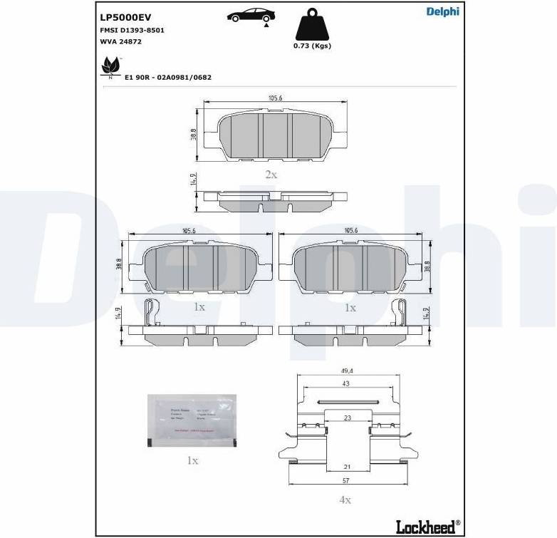Delphi Bremseklodser LP5000EV