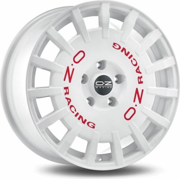 OZ Rally Racing White Red Lettering 8x17 4/108 ET25 B75