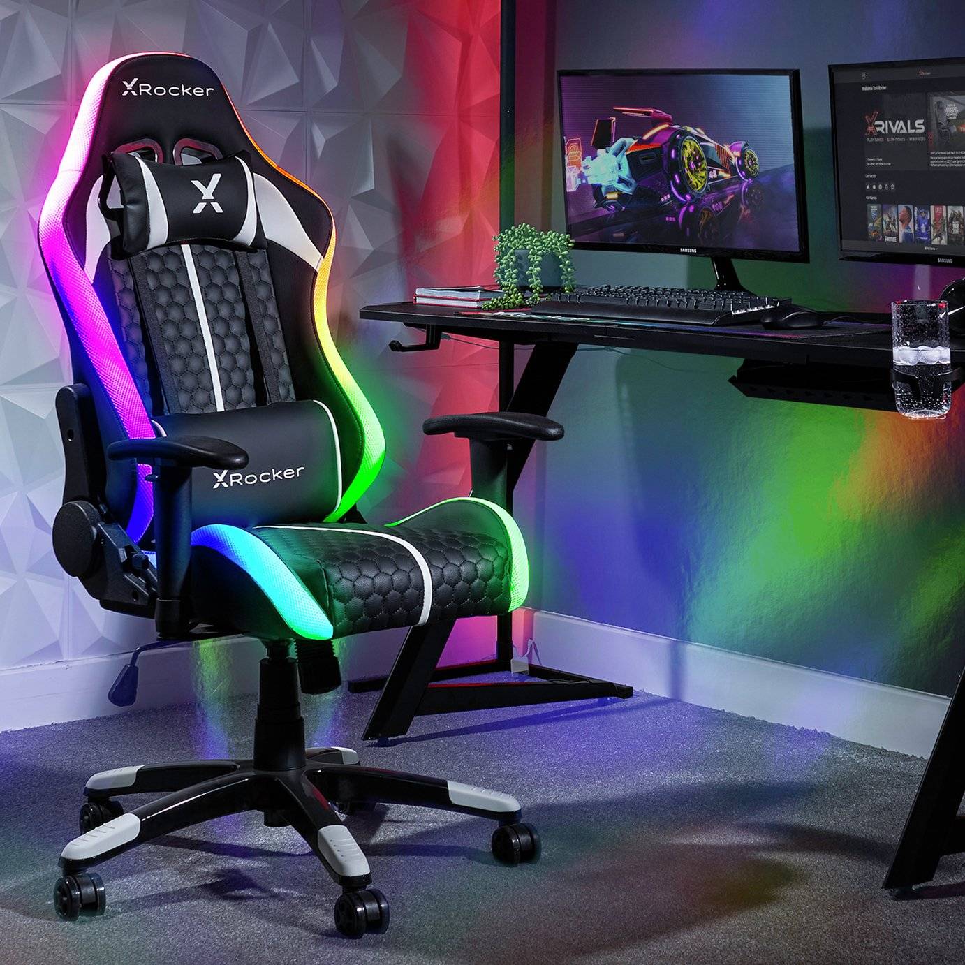 X rocker gaming chair junior X-Rocker Arteon RGB eSports Compact Junior Gaming Chair