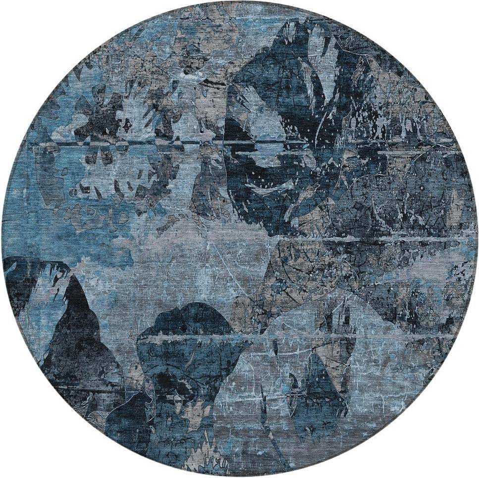 Addison Machine Washable Abstract Leaves Chantille Blue