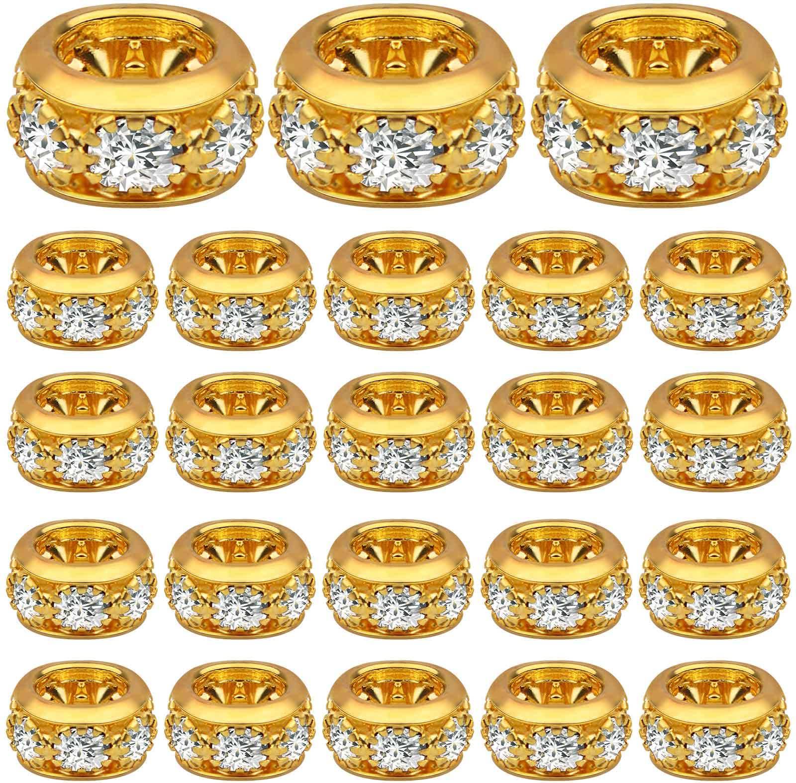 BronaGrand 40pcs Rhinestone Rondelle Spacer Beads
