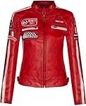 Infinity Leather Casual Racing Badges Jacket - Red