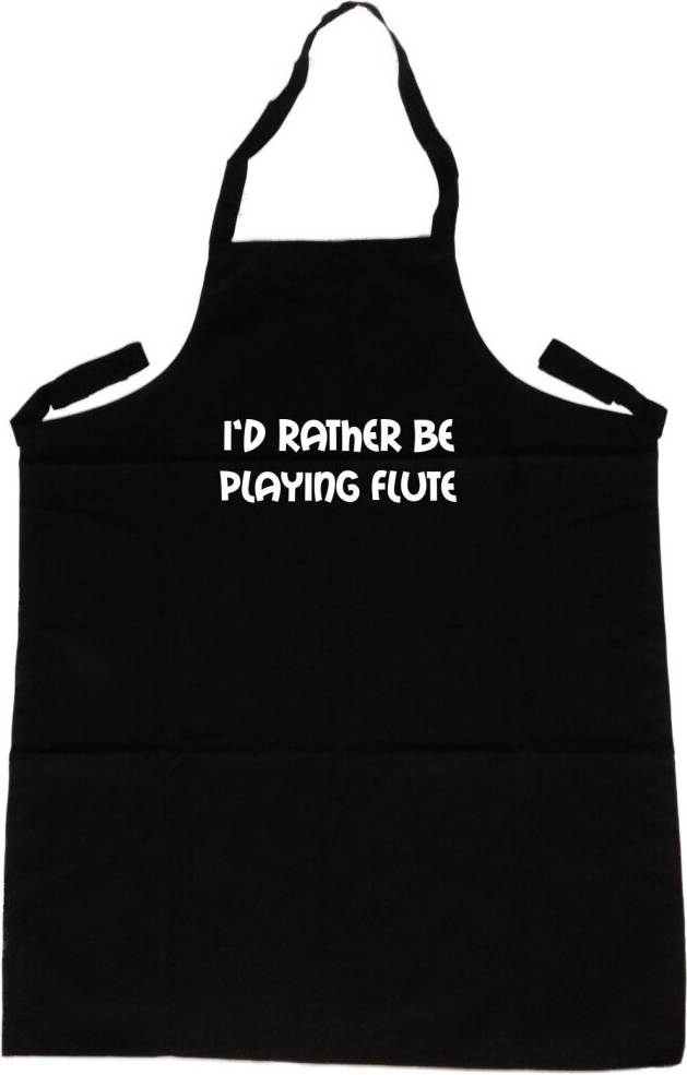 TeeTreeDesigns I'd Rather Be Playing Flute Apron Black