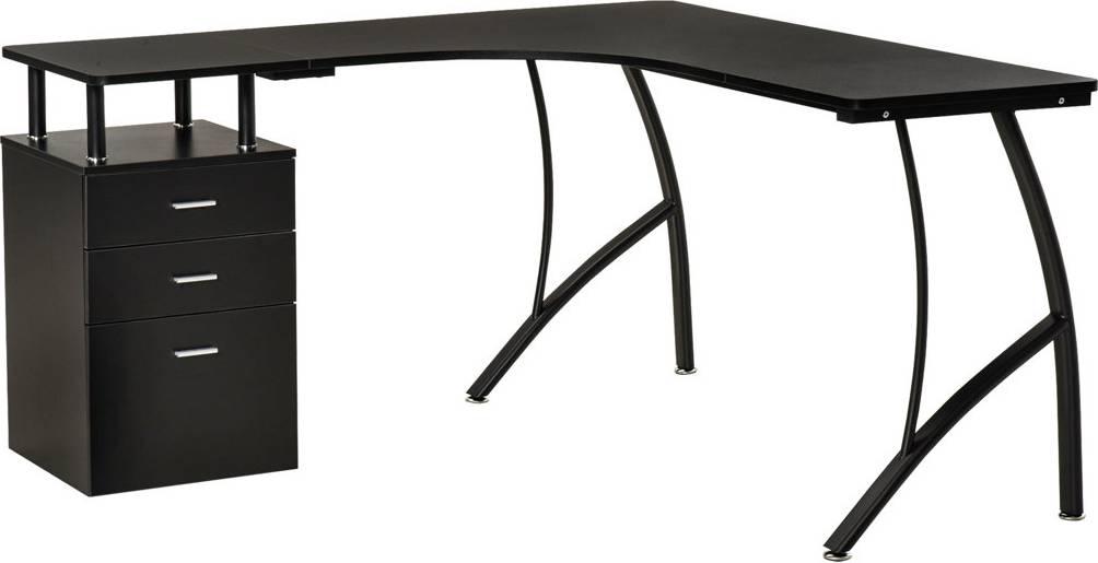 Corner computer desk with storage Inbox Zero L-Shaped Computer Corner Writing Desk