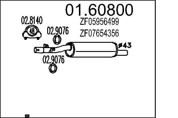 MTS 01.60800 Rear Silencer