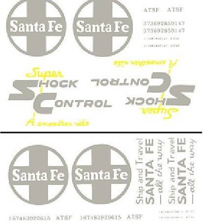 Santa Fe Box Cars Dry Transfer Decals