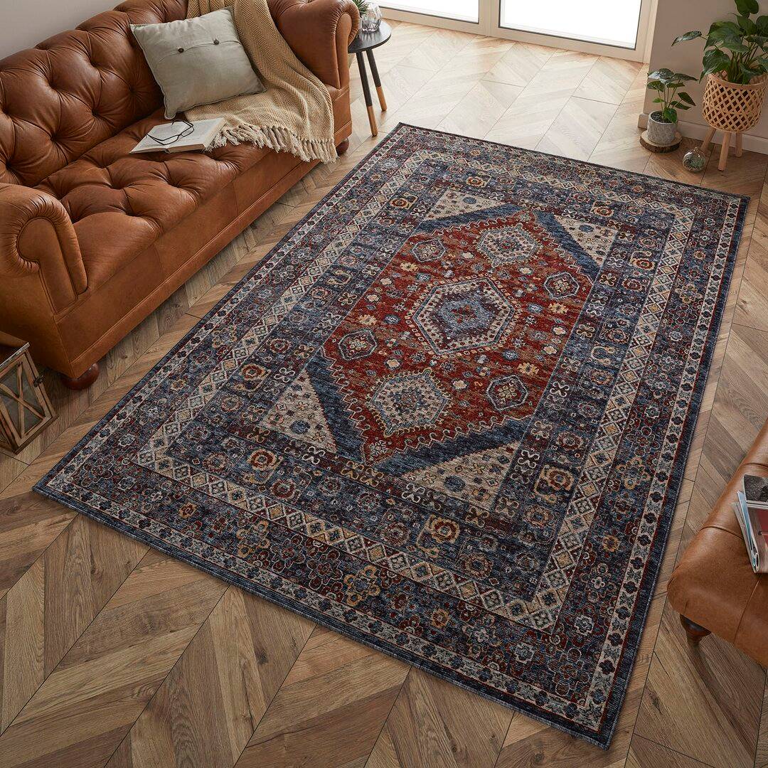 Longweave Machine Woven Red/Cream Rug cm