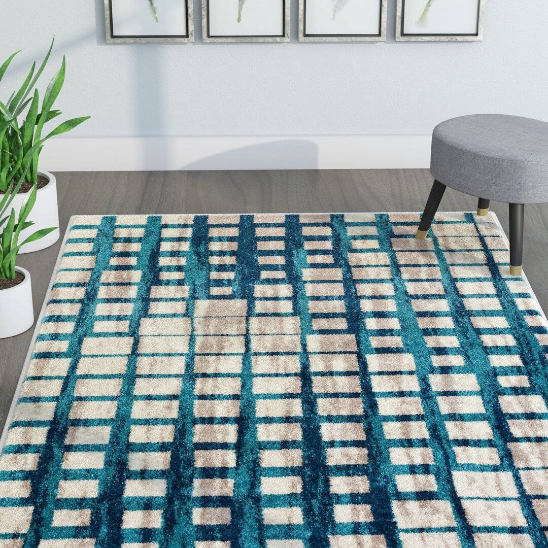 Zipcode Design Margert Power Loom Blue Grey Yellow Rug 240 x 320 cm Blue