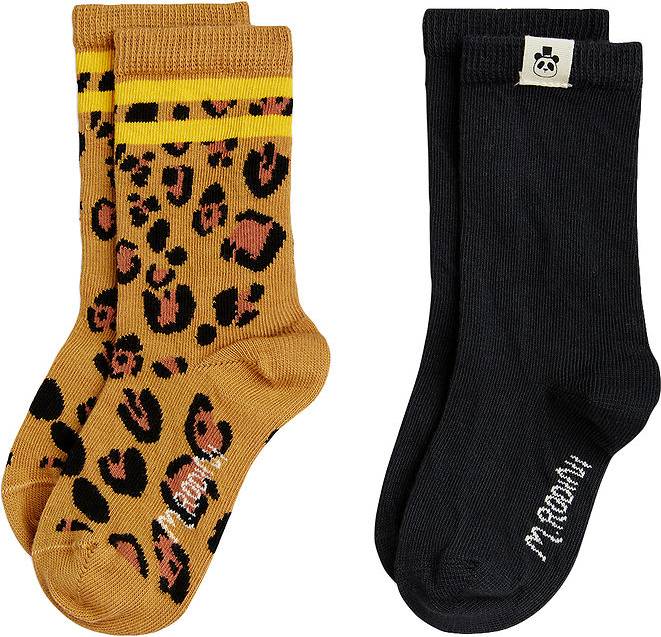 Mini Rodini Multi Basic Leopard 2-Pack Strumpor - Svart