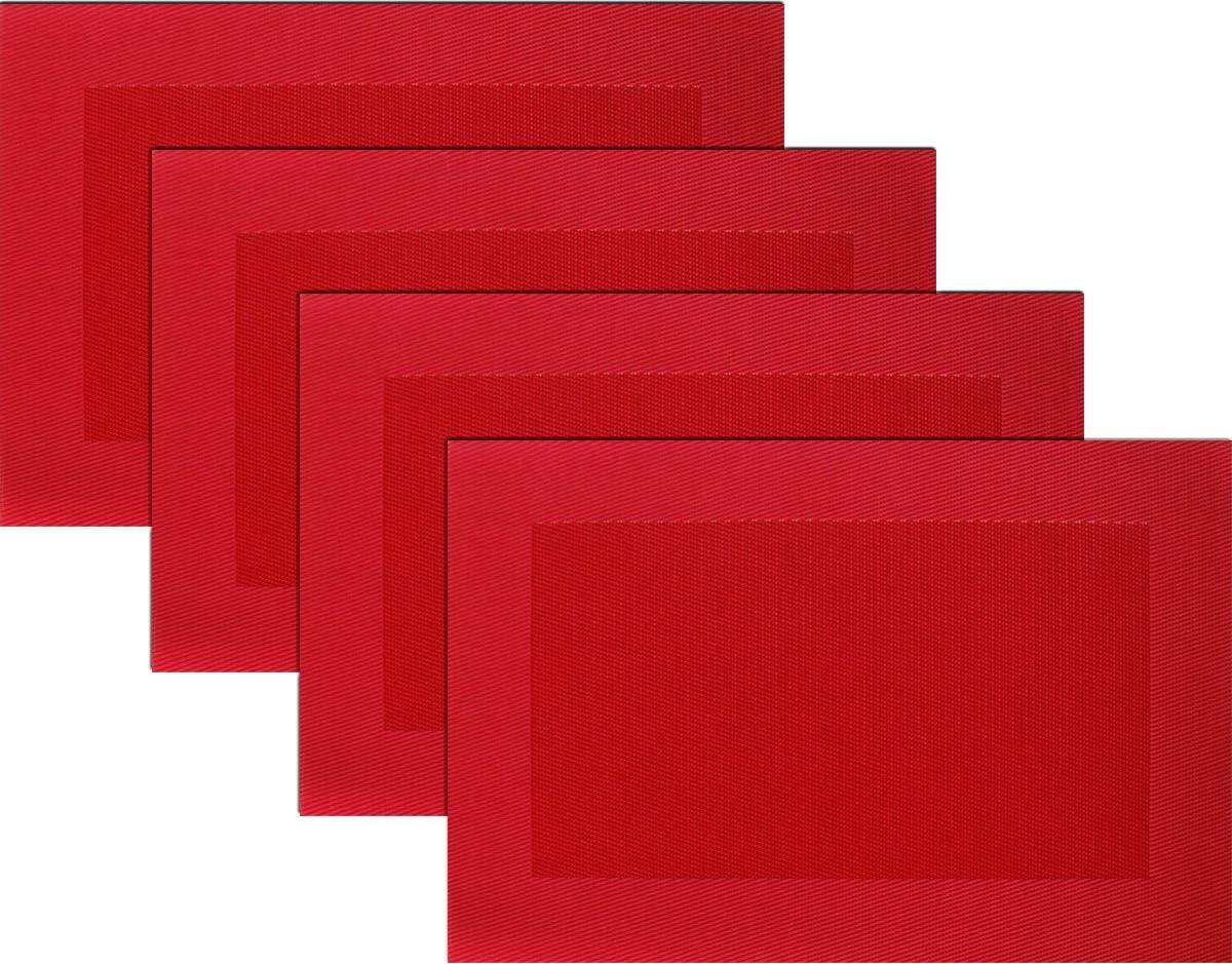 Panda Sets Vinyle Palmier Rouge 4 Rouge Set de table Rouge, Multicolore