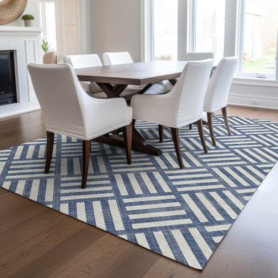 Machine washable rugs Addison Rugs Machine Washable Chantille Geo Blue