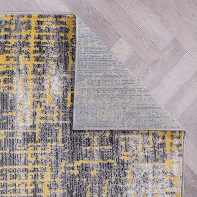 World Rug Gallery Distressed Abstract Yellow, Blue
