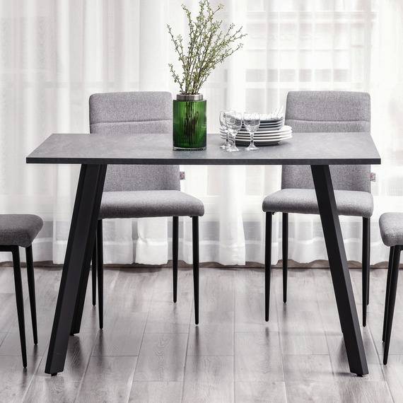 Homcom Dining Table with Chairs - Grey Dining Set