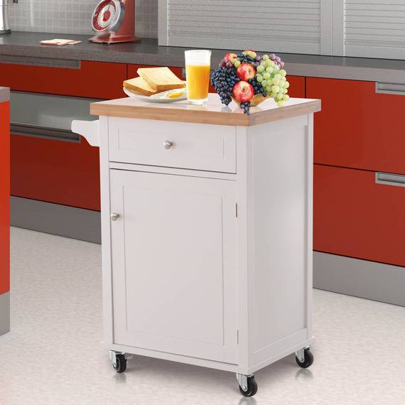 Homcom Kitchen Cart Storage Trolley Table
