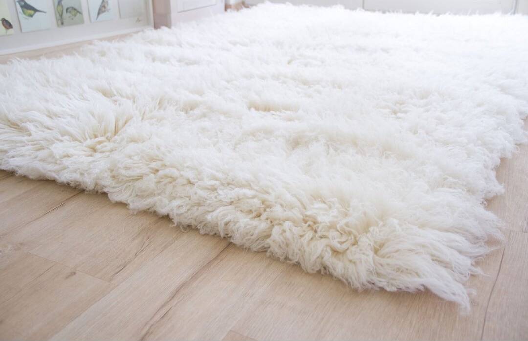 Mack + Milo Jeffry Flokati Wool Ivory Rug 55 x 110 cm