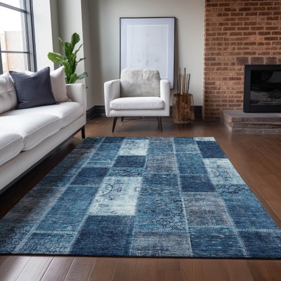 Addison Rugs Machine Washable Chantille Vintage Blue