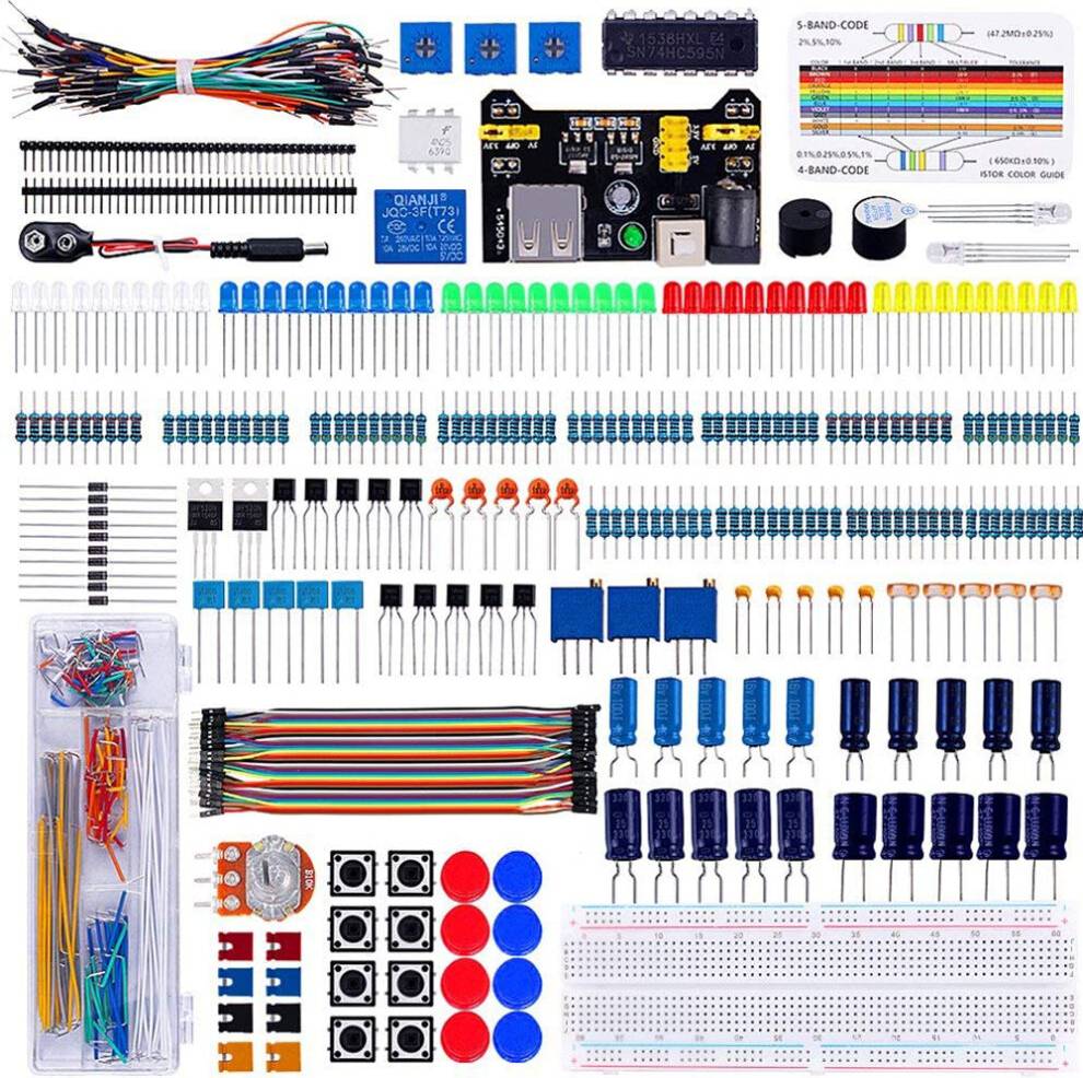 Arduino kit Electronic Component Super Kit with Resistor Transistor RGB Capacitor LED Buzzer Switch Potentiometer for Arduino