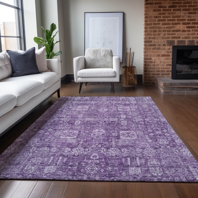 Washable rugs Addison Rugs Machine Washable Chantille Traditional Purple