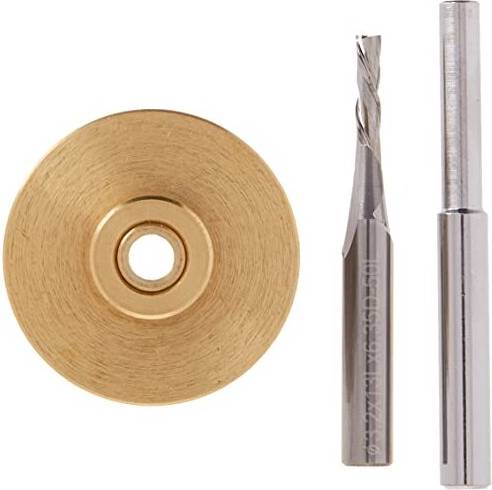 Powertec 71333 Router Bits Solid Brass Inlay Kit For 1/4 Templates for High RPM Routing Includes 1/8 Carbide Router Bit/Cutter 1/4 Shank, Universal