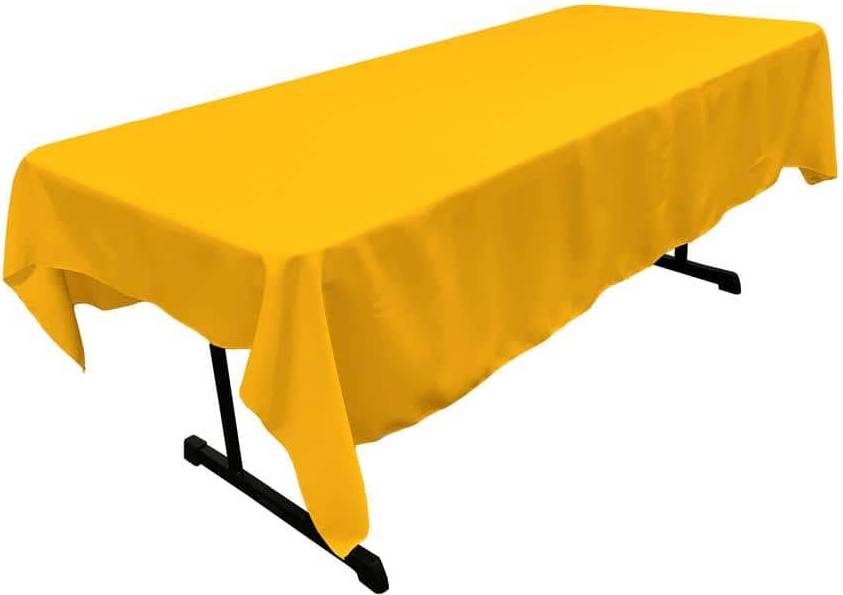 LA Linen Polyester Poplin 60 by 84 Inch Rectangular Yellow Dark Tablecloth Yellow
