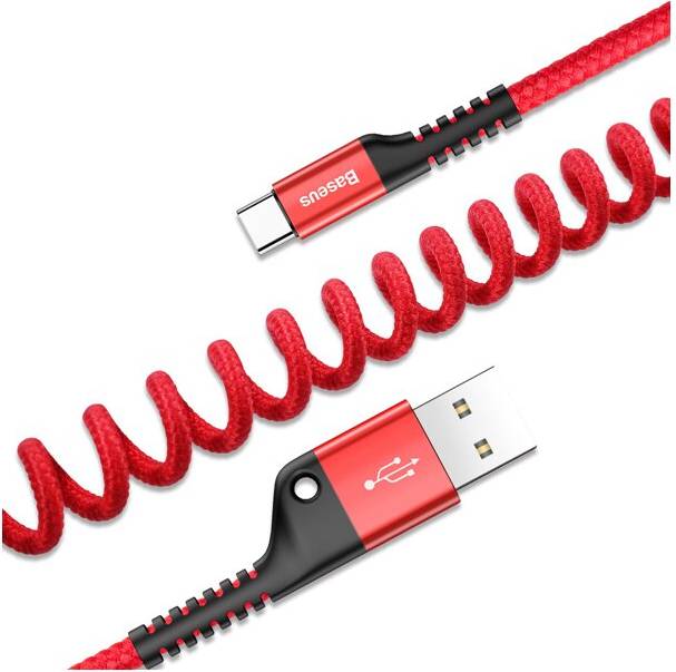 One plus phone Baseus Baseus Retractable Spring Type C Fast Charging Data Cable For One Plus 6T Huawei Mate 20 Mix3