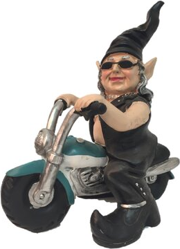 Born-to-Ride Gnome Biker Babe Riding Garden